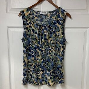 Jones Studio Blue Multicolor Scoop Neck Sleeveless Blouse - Size M